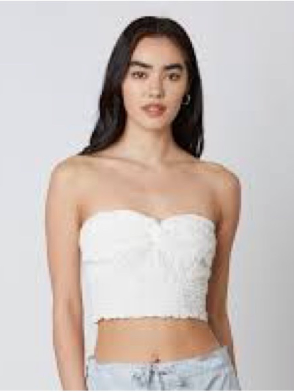 Express White Sequin Strapless Top